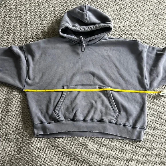 Abercrombie & Fitch Charcoal Hoodie Soft A&F Essentials Gray Large Cropped - Picture 3 of 9